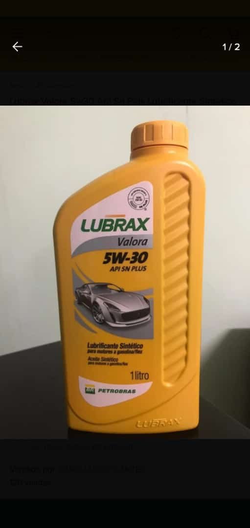 Óleo Lubrax Valora 5w30 Api Sn 100% Sintético 1 Litro